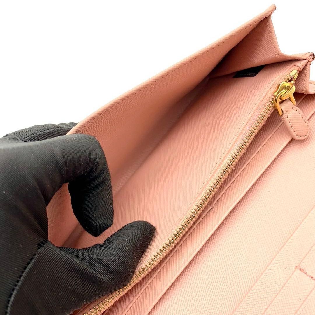 【訳あり極美品 】PRADA リボン 長財布 サフィアーノ ピンク