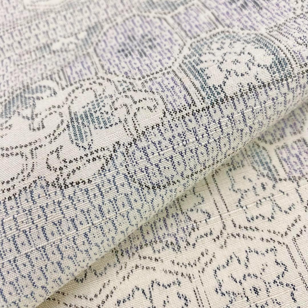 ERIchan 結城紬 単衣 紬着物 花唐草 花亀甲 残布付 NK-734