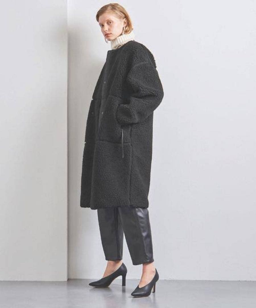 HYKE ボアロングコート ブラック サイズ1