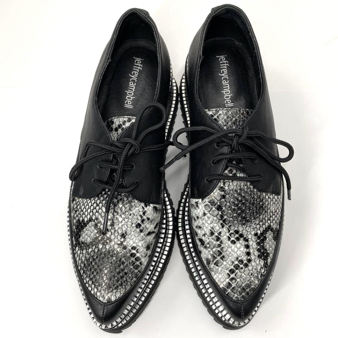 新品 未使用 ジェフリーキャンベル パイソン柄 レースアップシューズ 厚底靴