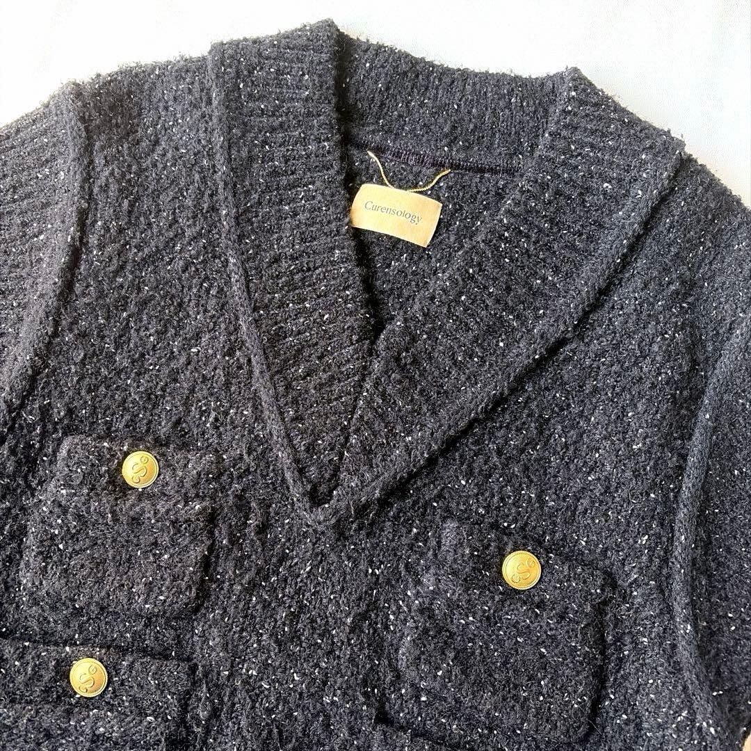 Curensology カレンソロジー ツイーディヤーン ニットベスト ブラック