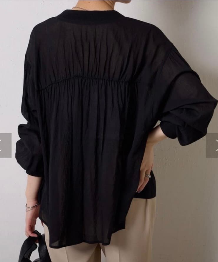 コラージュガリャルダガランテ　強撚シアーシャツカーディガン　ブラック