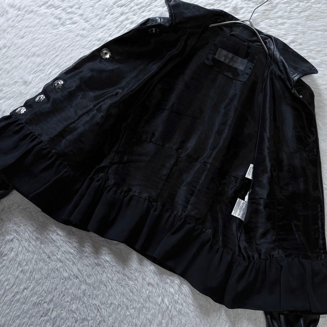 【極美品】スポーツマックス Max Mara ペプラム レザージャケット 短丈