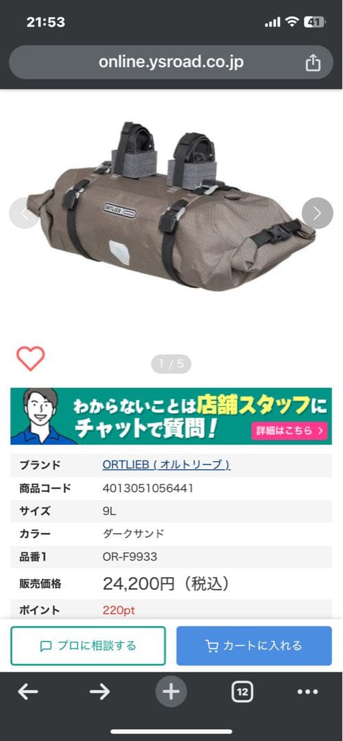 ORTLIEB ( オルトリーブ ) ハンドルバーパック