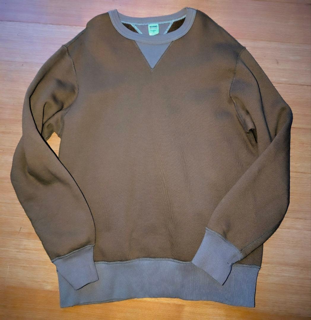 バーンズ　スウェット　両V ツートンカラー　M ブラウン
