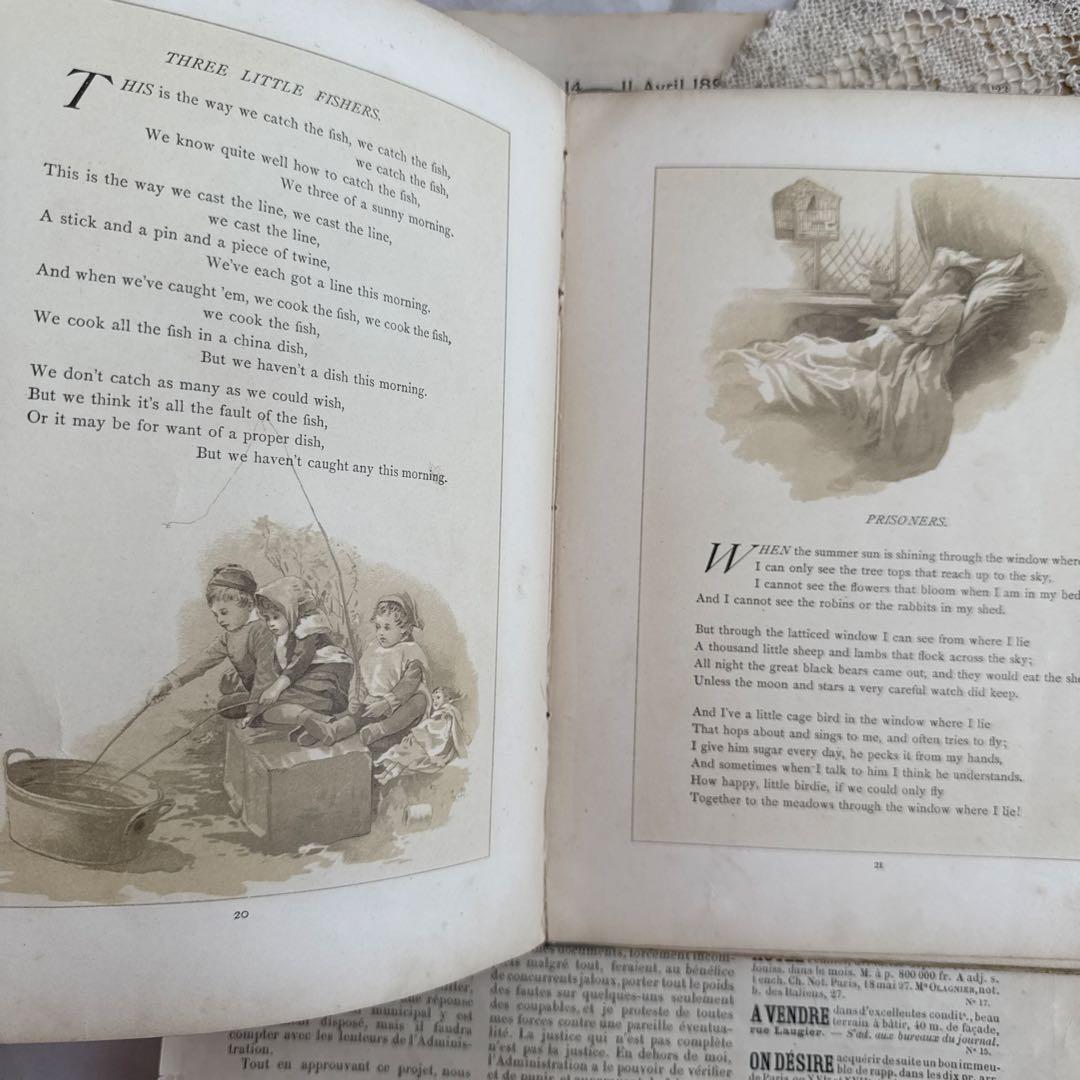 稀少1886年　美しいアンティーク絵本ヴィクトリアン洋書ジャンクジャーナル古書