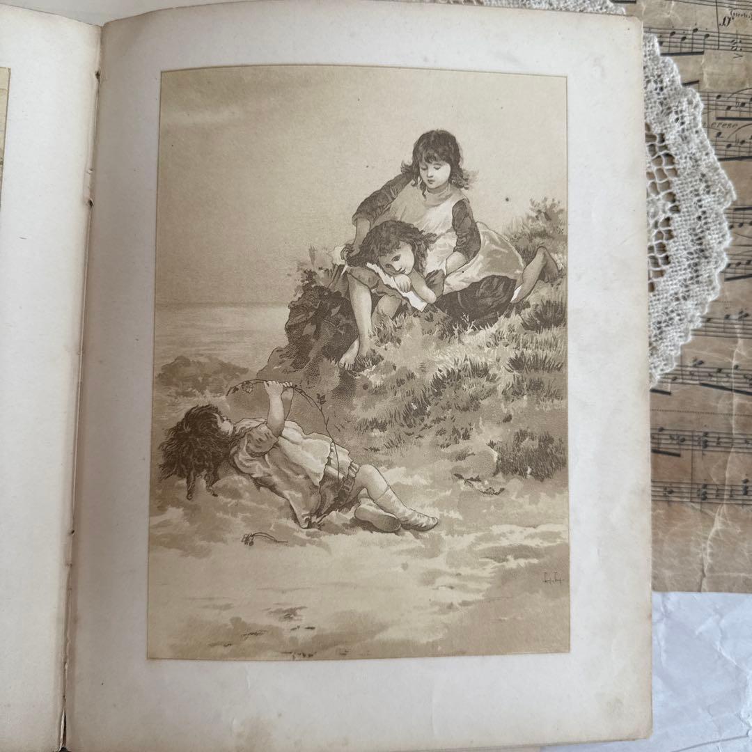稀少1886年　美しいアンティーク絵本ヴィクトリアン洋書ジャンクジャーナル古書