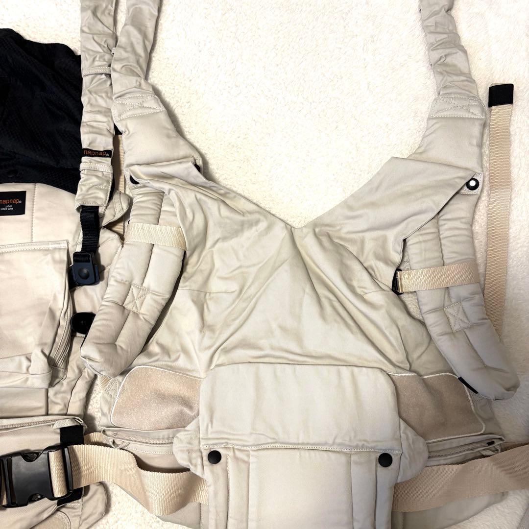 未使用級　napnap ふたご抱っこひも　ナップナップ　ベージュ　保存袋　箱