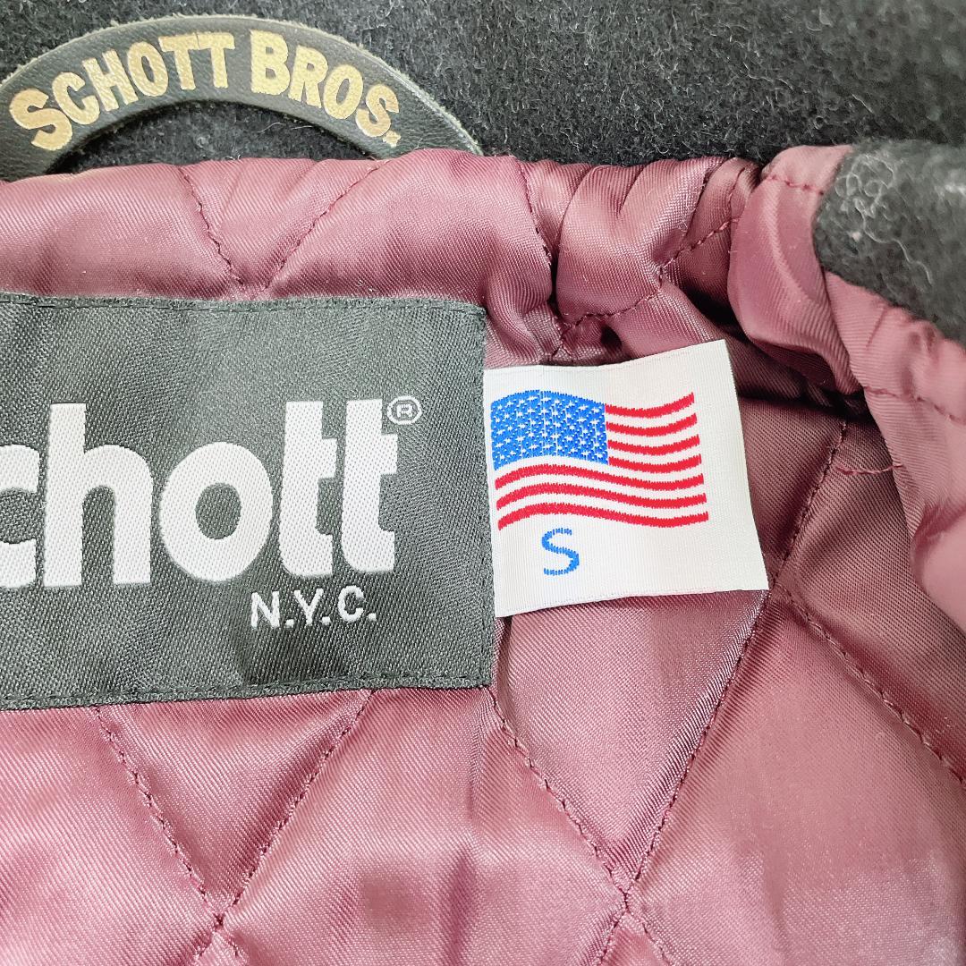 ショット Schott Rod 刺繍 メルトンスタジャン ネイビー S