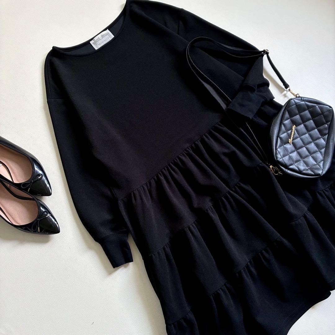 ◆美品◆ビアズリー◆2.5万◆ドライタッチティアードチュニック◆黒ブラック◆F