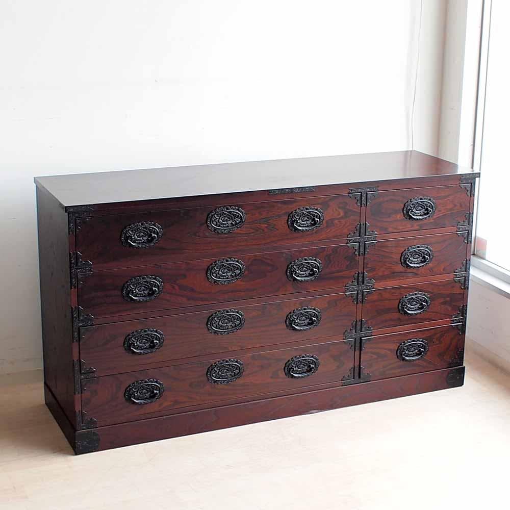 欅材 ワイドチェスト 150cm 整理箪笥 和箪笥 時代箪笥 ZR24263