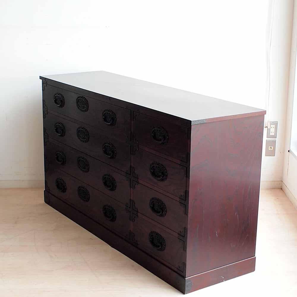 欅材 ワイドチェスト 150cm 整理箪笥 和箪笥 時代箪笥 ZR24263