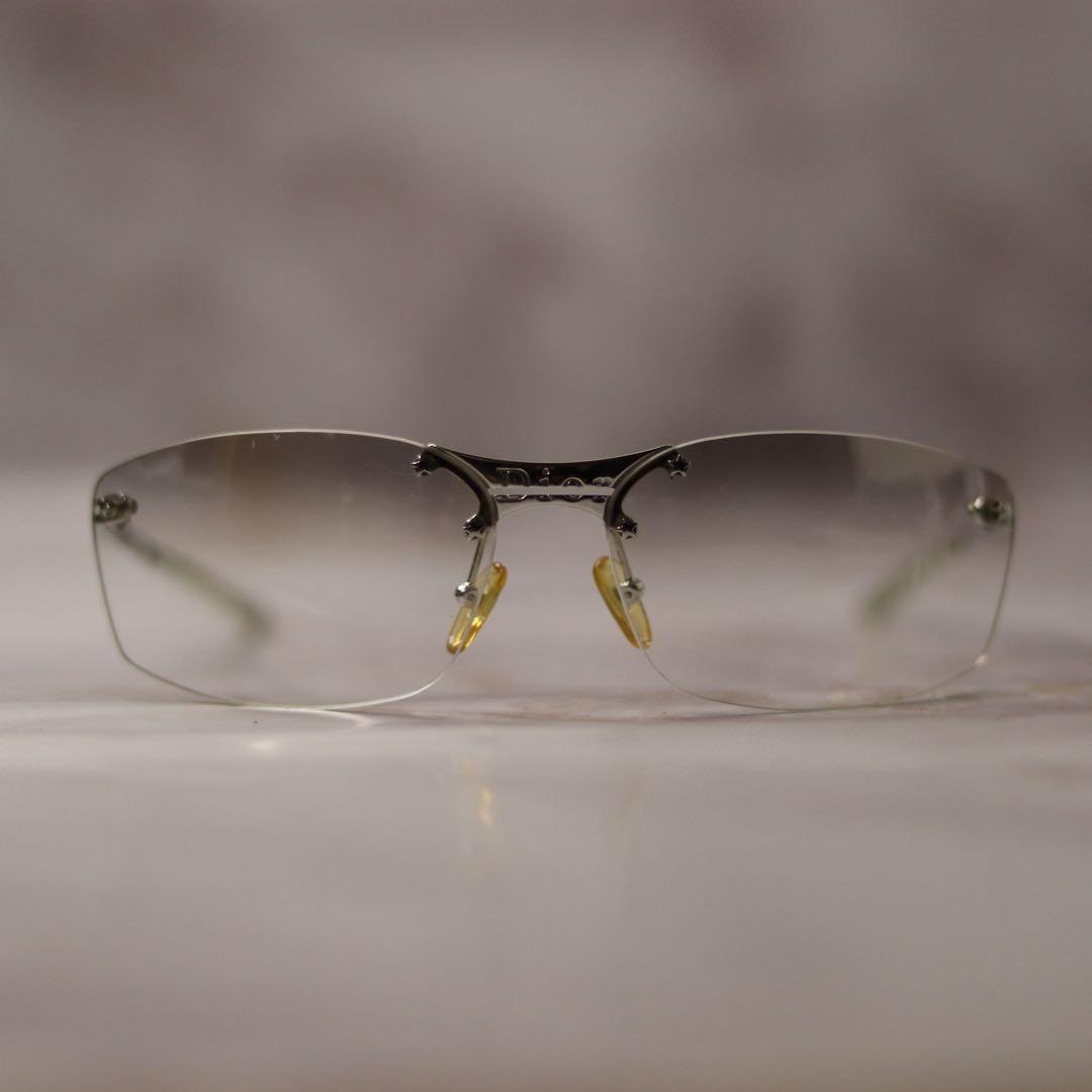 dior リムレス ツーポイント y2k レトロ モード サングラス ケース付き