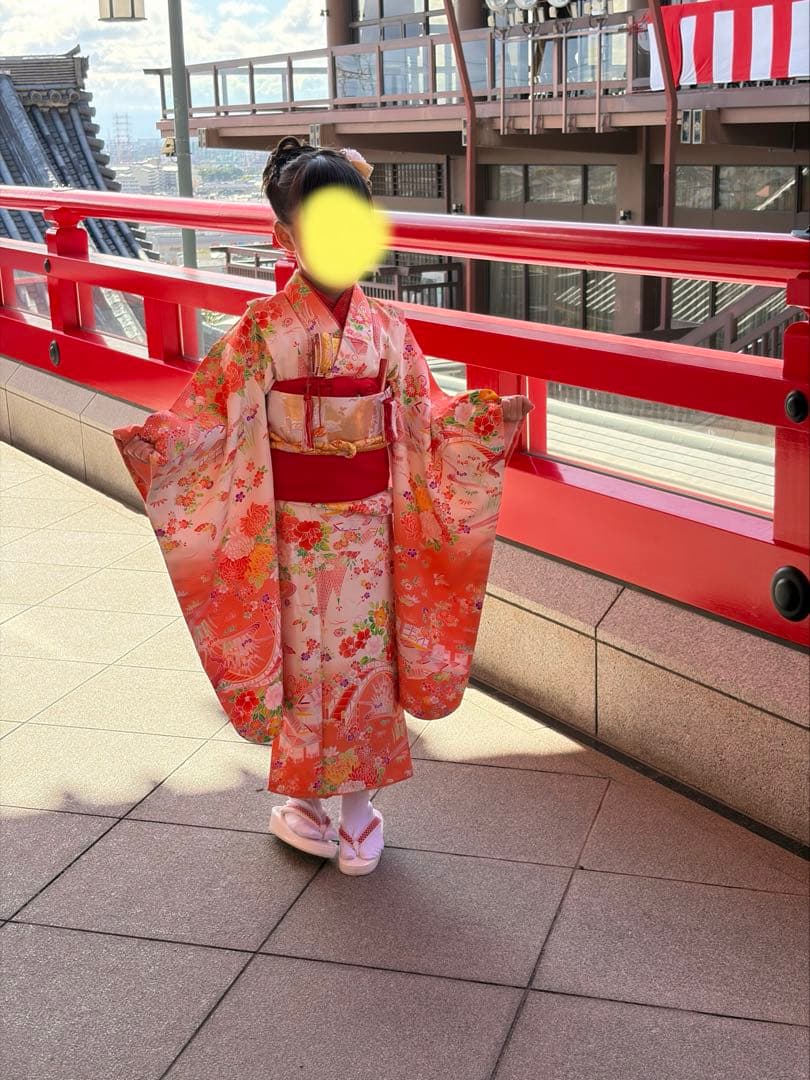 11/7までお値下げ　七五三 ７歳 花柄着物と小物セット