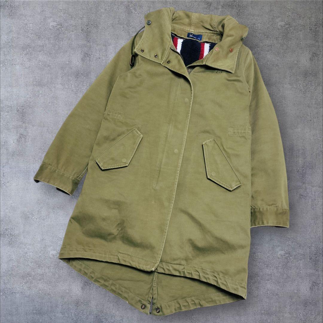 フレッドペリー モッズコート ライナー ストライプ 刺繍 カーキ 10 L