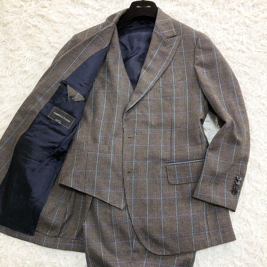 極美品✨ガブリエレパジーニ 3ピース スーツ ペンチェック ブラウン系 48