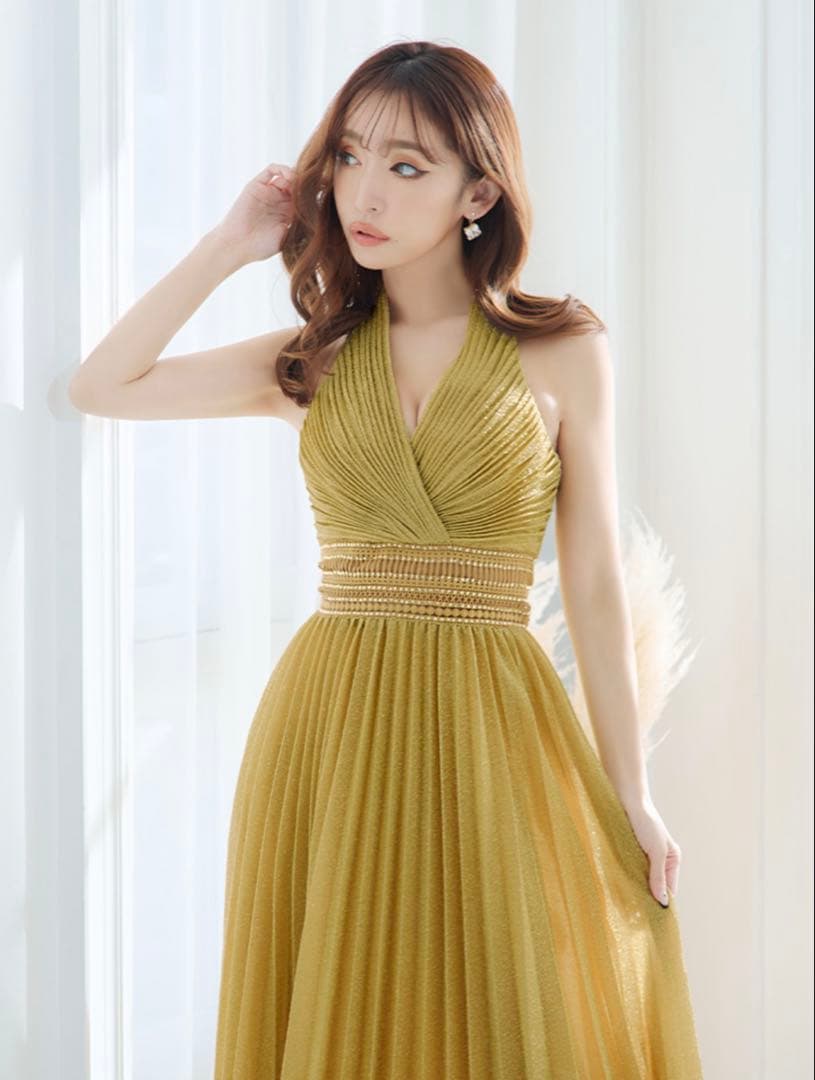 y*a様 リップライン/杉山佳那恵ちゃん着用 ラメプリーツAラインロングドレス