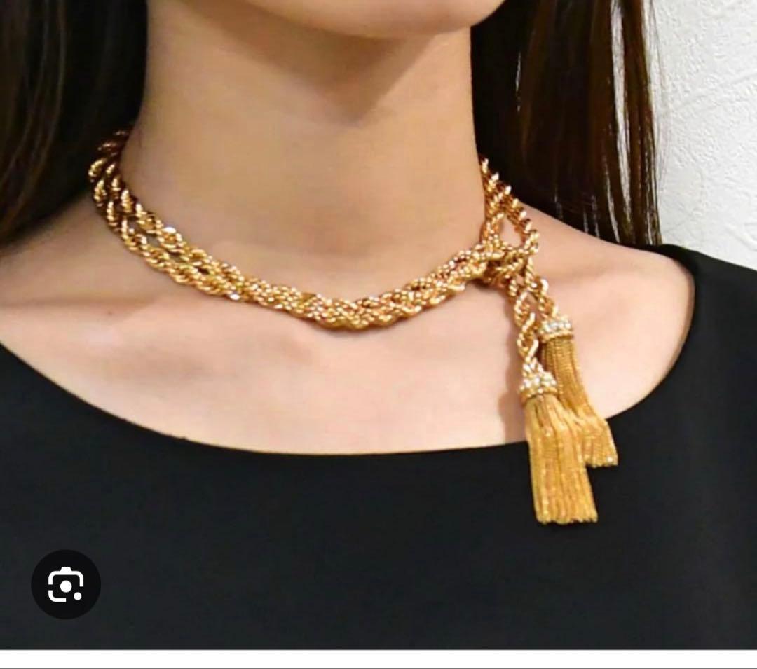 極美品 grosse グロッセ フリンジ ネックレス ロングネックレス金