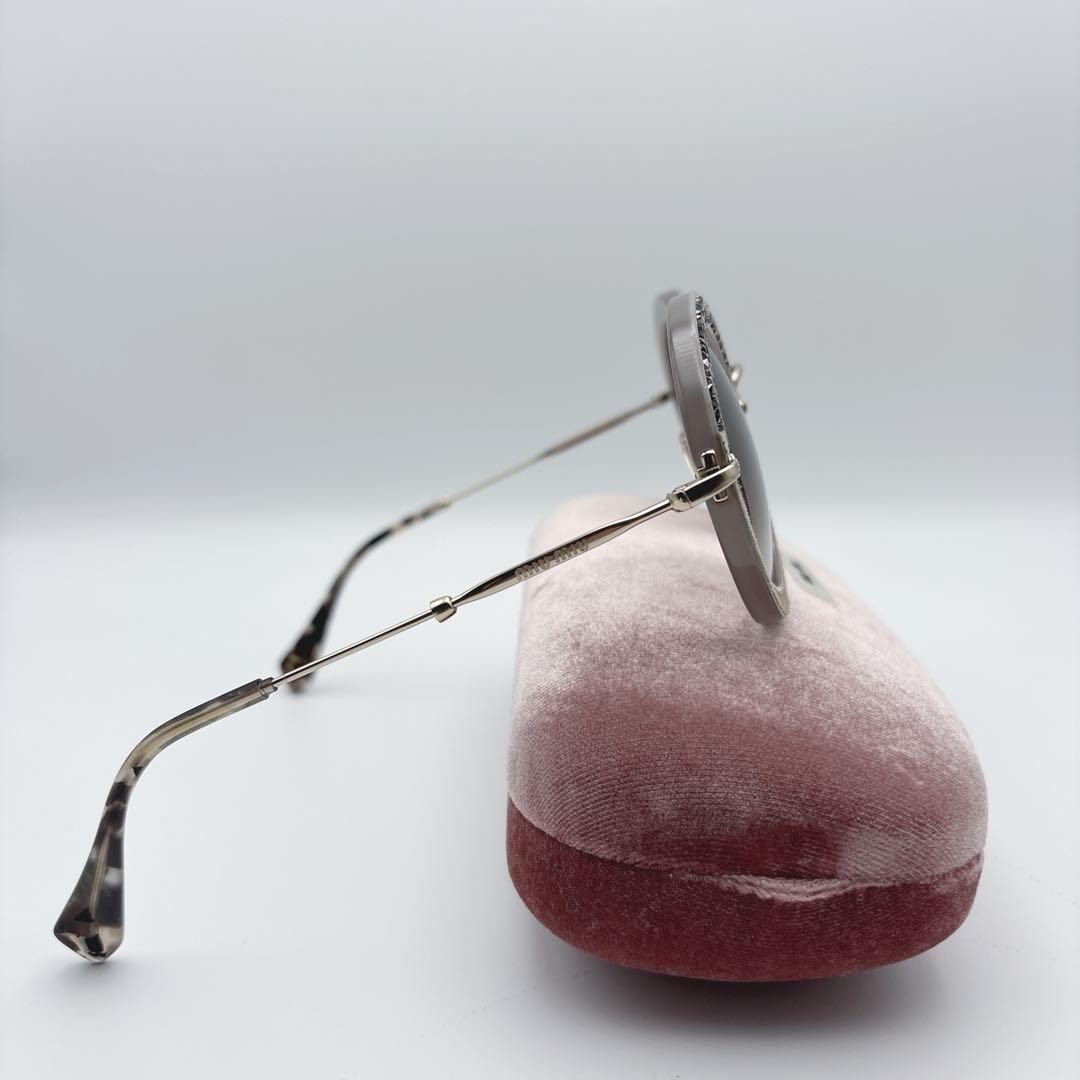 完売品✨MIUMIU サングラス　ラウンド型　ビジュー　グリッター　マーブル柄