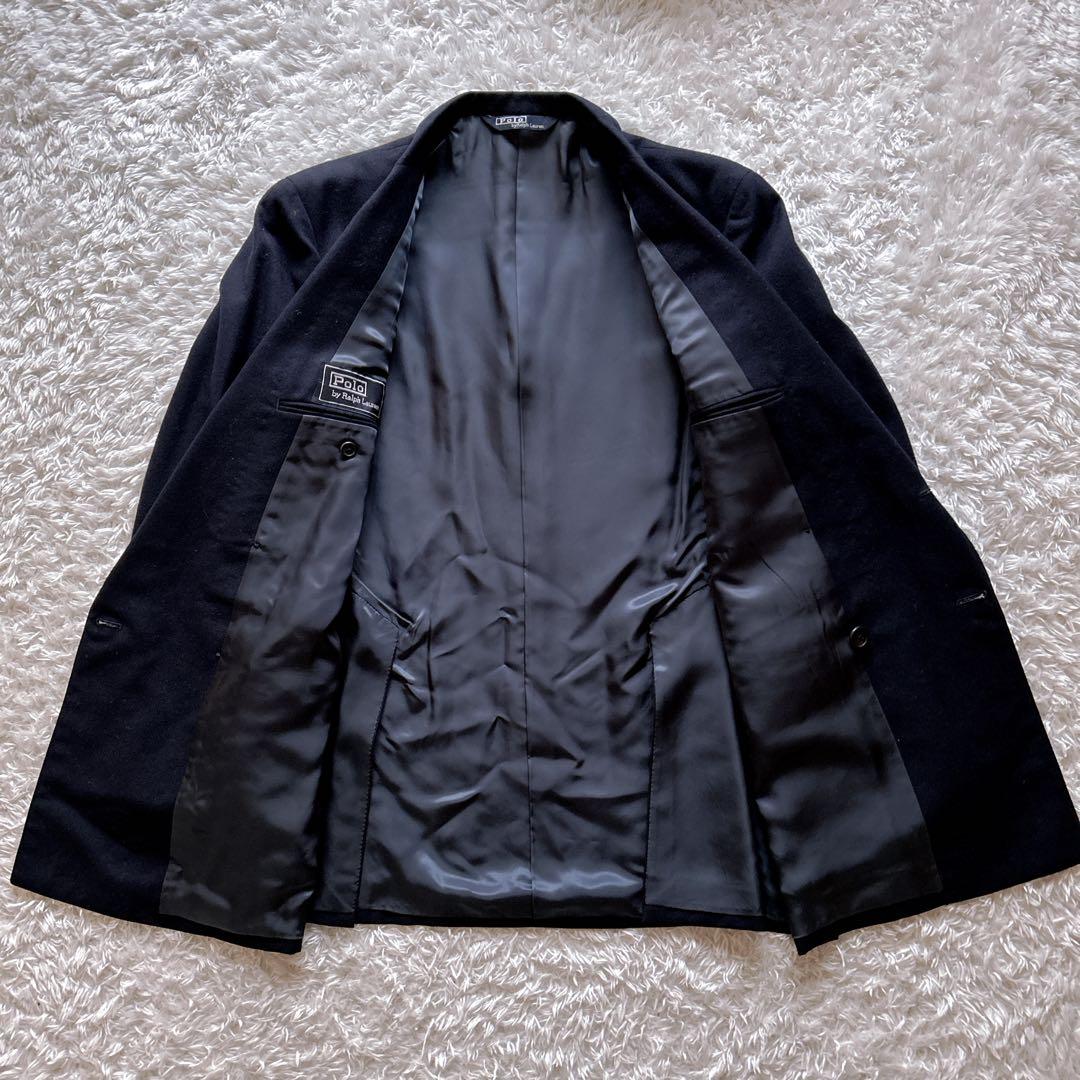 80s✨ポロラルフローレン　紺ブレ　ダブルテーラードジャケット　金ボタン