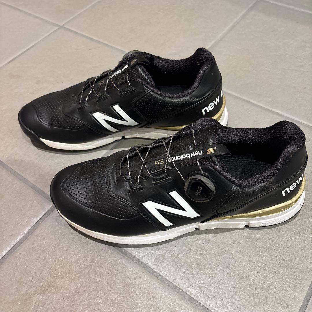 New Balance 574 ブラック ゴルフシューズ