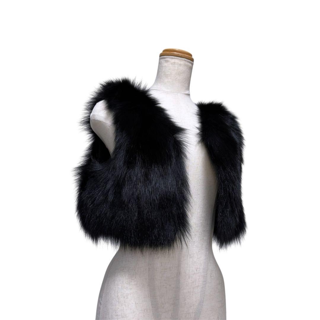 美品　EPOCA　エポカ　フォックスファー　ベスト　ジレ　ブラック　ショート丈