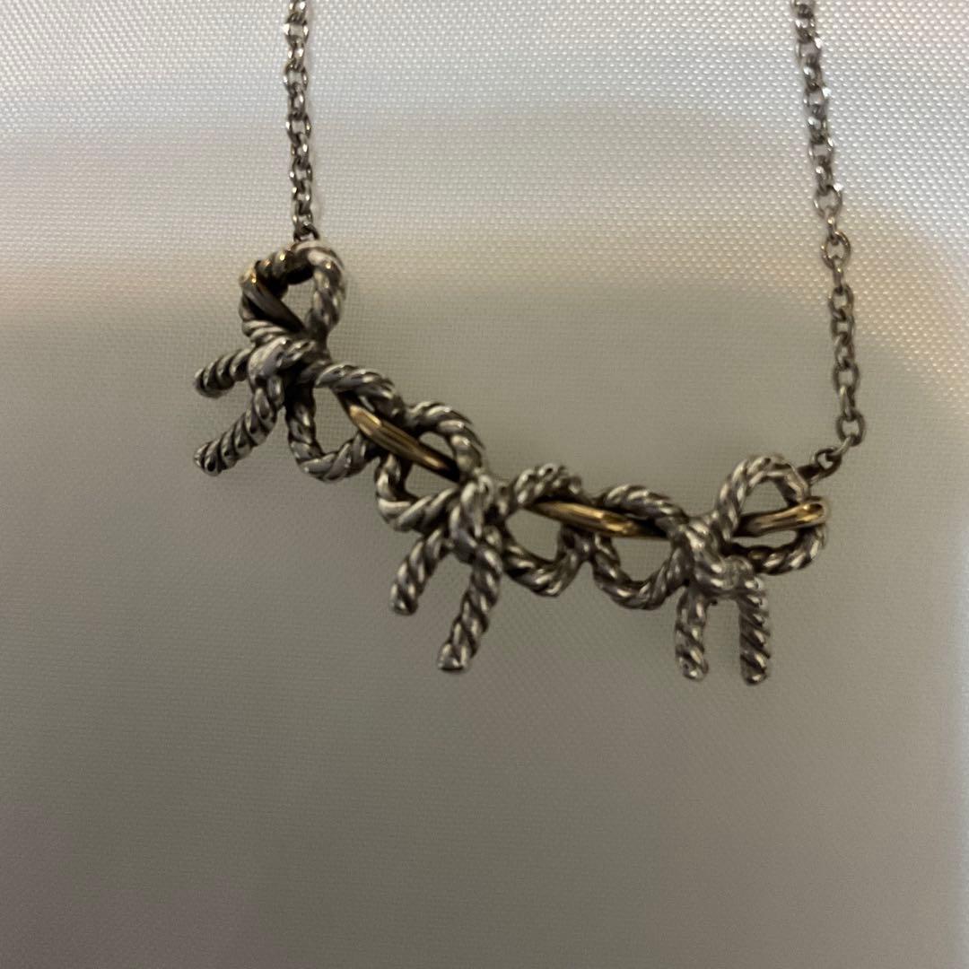 ティファニートリプルリボン、ネックレス、訳あり