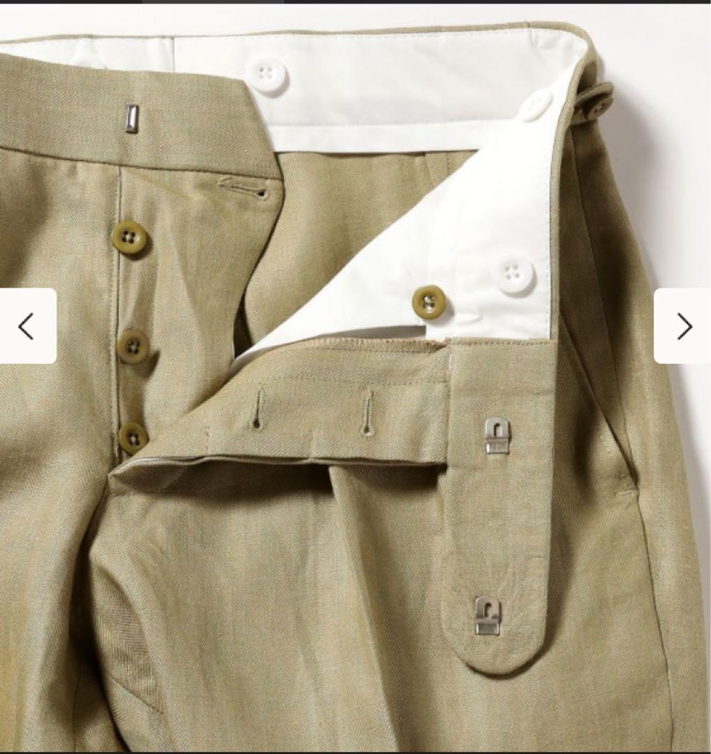 【新品】CORDINGS / リネンヘリンボーン 2プリーツ スラックス