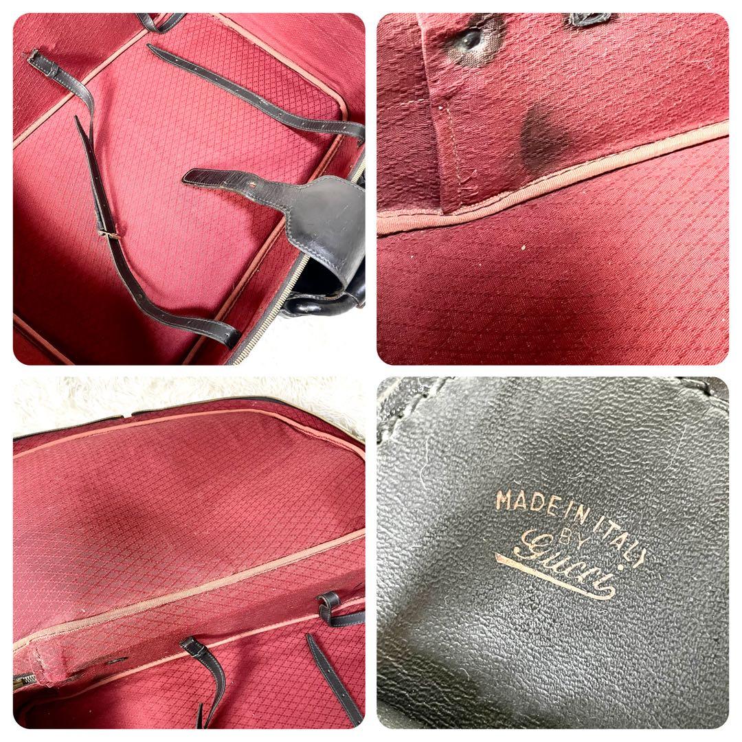 グッチ　GUCCI ボストンバッグ　大容量　ブラック　レザー　旅行カバン