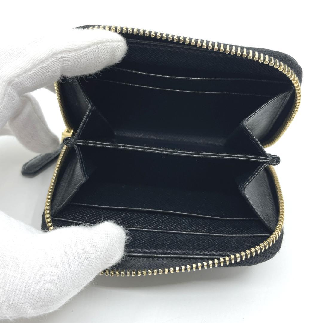 良品　PRADA　ケース カードケース　サフィア－ノ　レザー ブラック