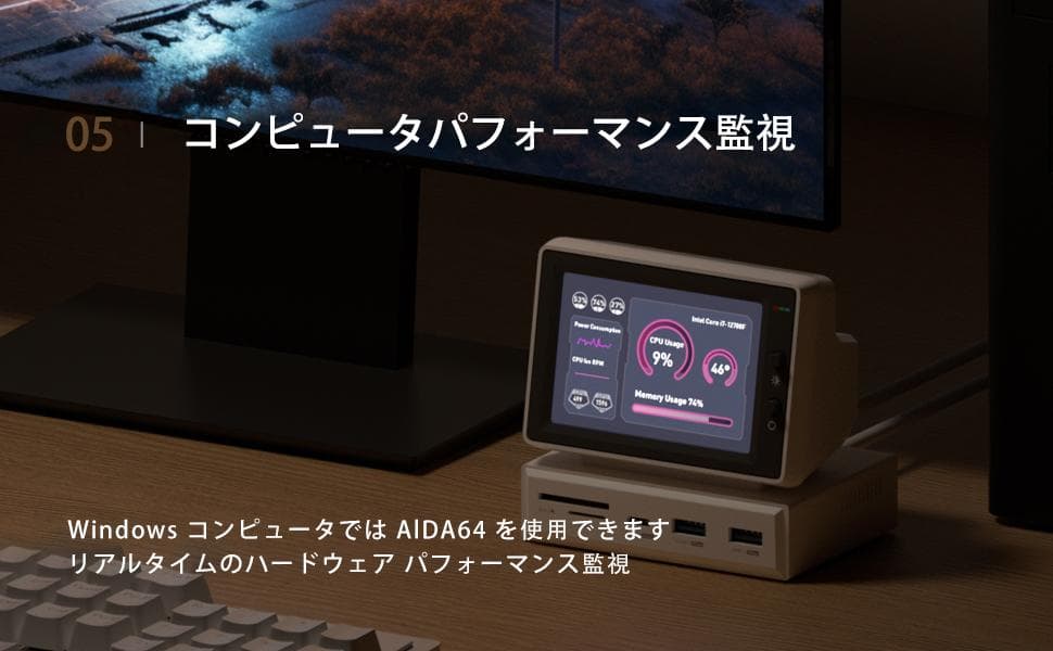 【新品未開封】Hagibis 3.5インチ IPS ミニモニター ハブ搭載