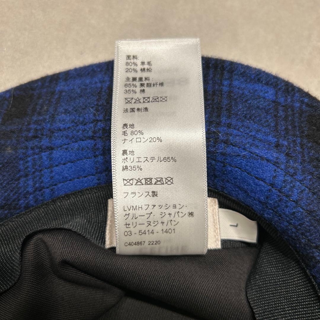 CELINE バケットハット 青と黒のチェック