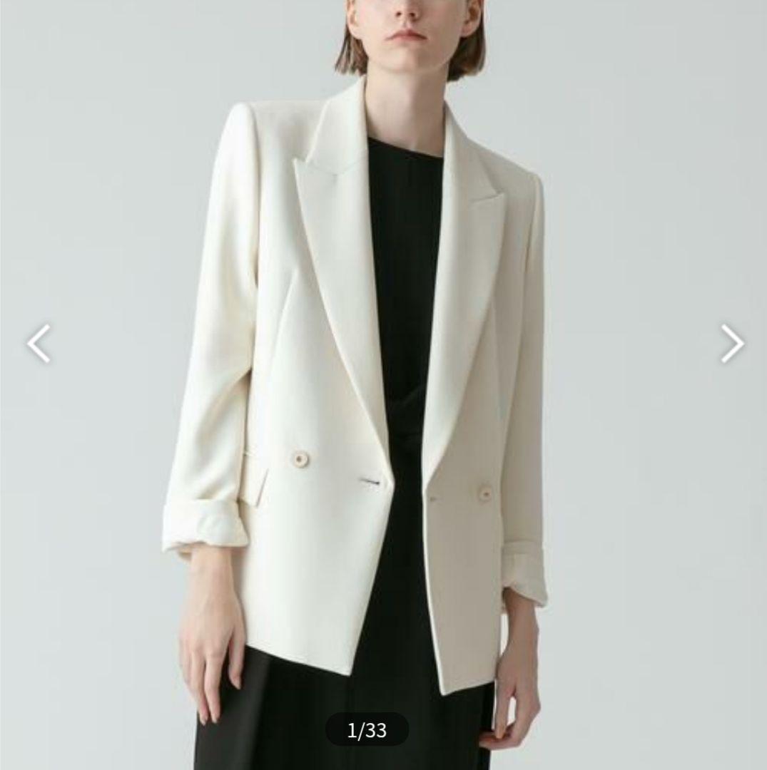 23SS アルアバイル マットストレッチ ダブルブレストジャケット アイボリー