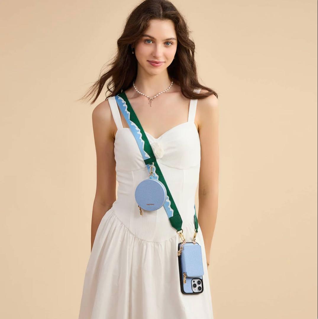 custype ライトブルー iPhone14proケース ストラップ付き 美品