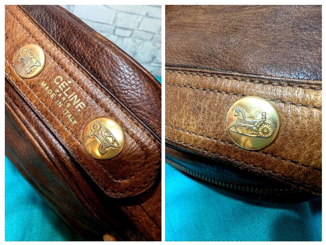 美品♥セリーヌ ショルダーバッグ レザー 馬車 ヴィンテージ OLDCELINE