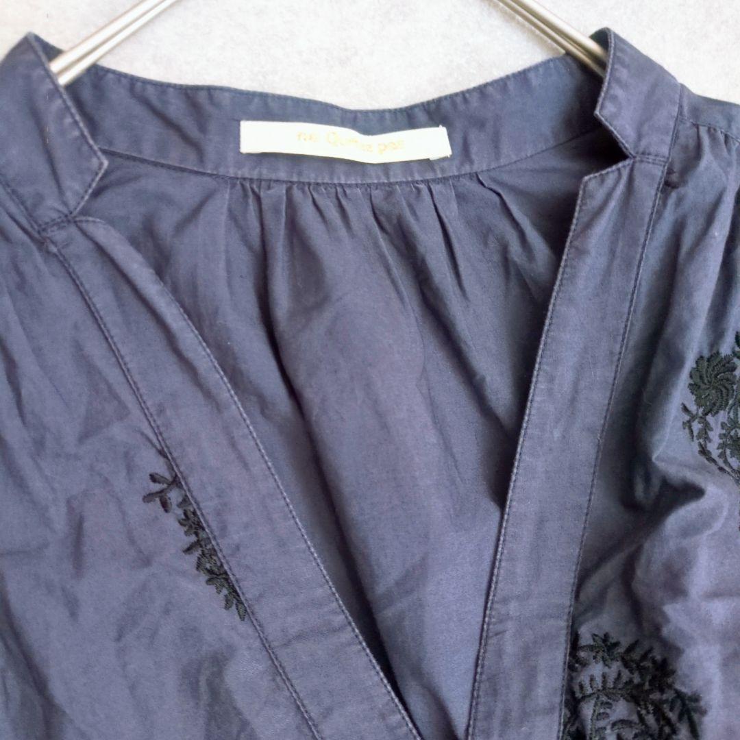 ヌキテパ 刺繍 ポプリンペイズリー ティアード ワンピース ネイビー