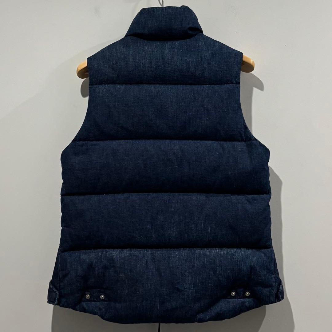 美品 濃紺 レミレリーフ 裏バンダナ デニム コンチョ ダウン ベスト L 切替