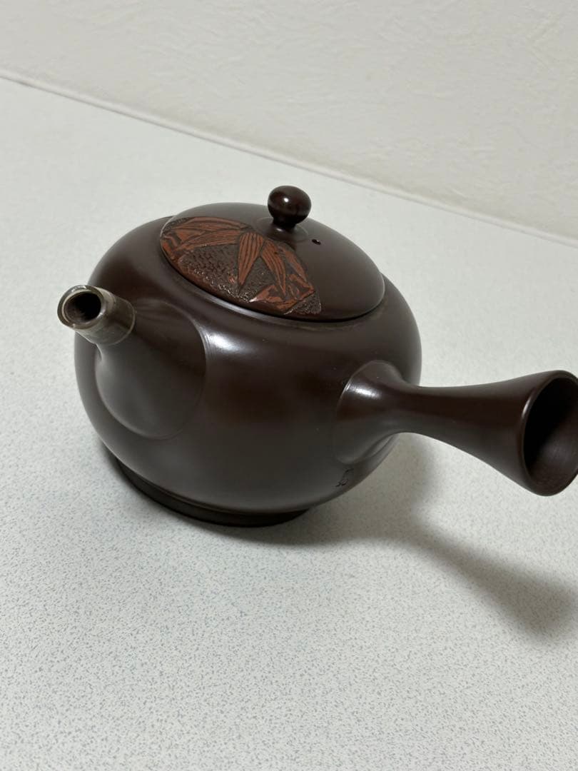 常滑名工 梅原宗弘 常滑焼 竹紋 横手 急須 茶注 煎茶道具 煎茶器