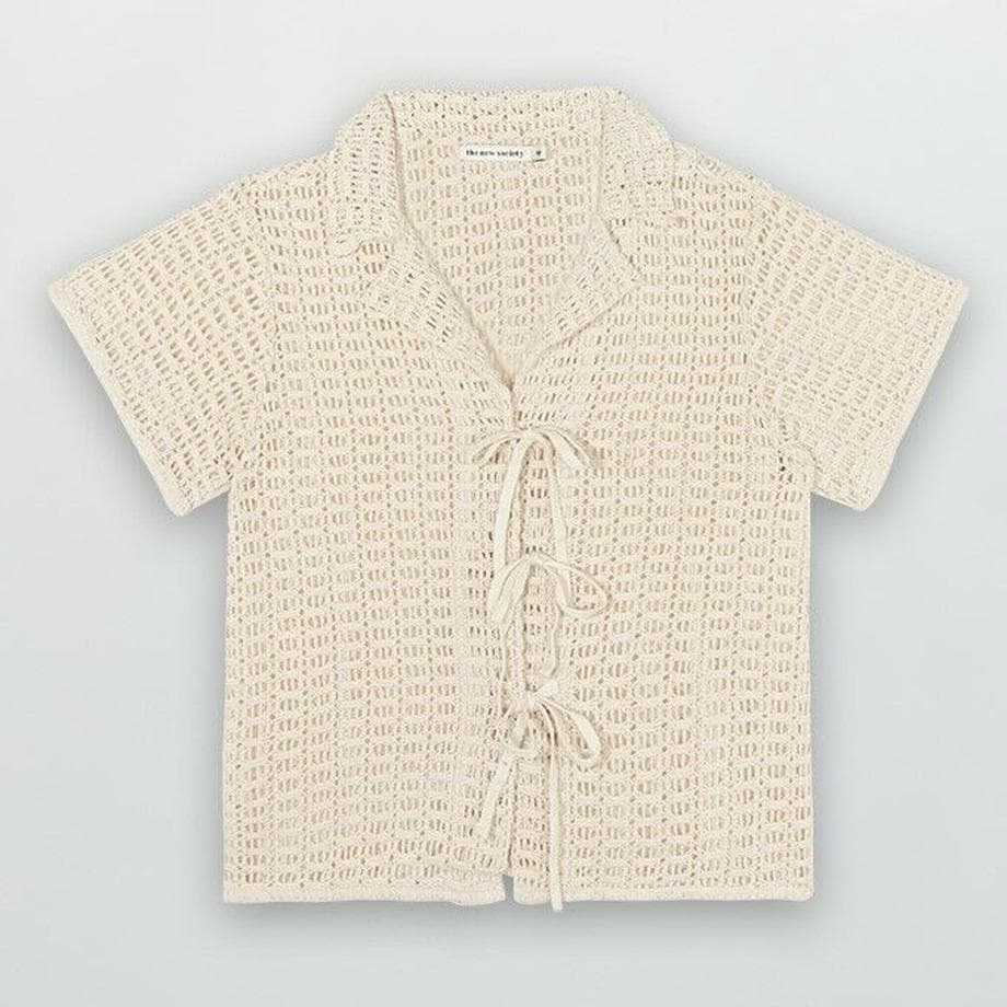 the new society 12Y 透かし編み前開きシャツ
