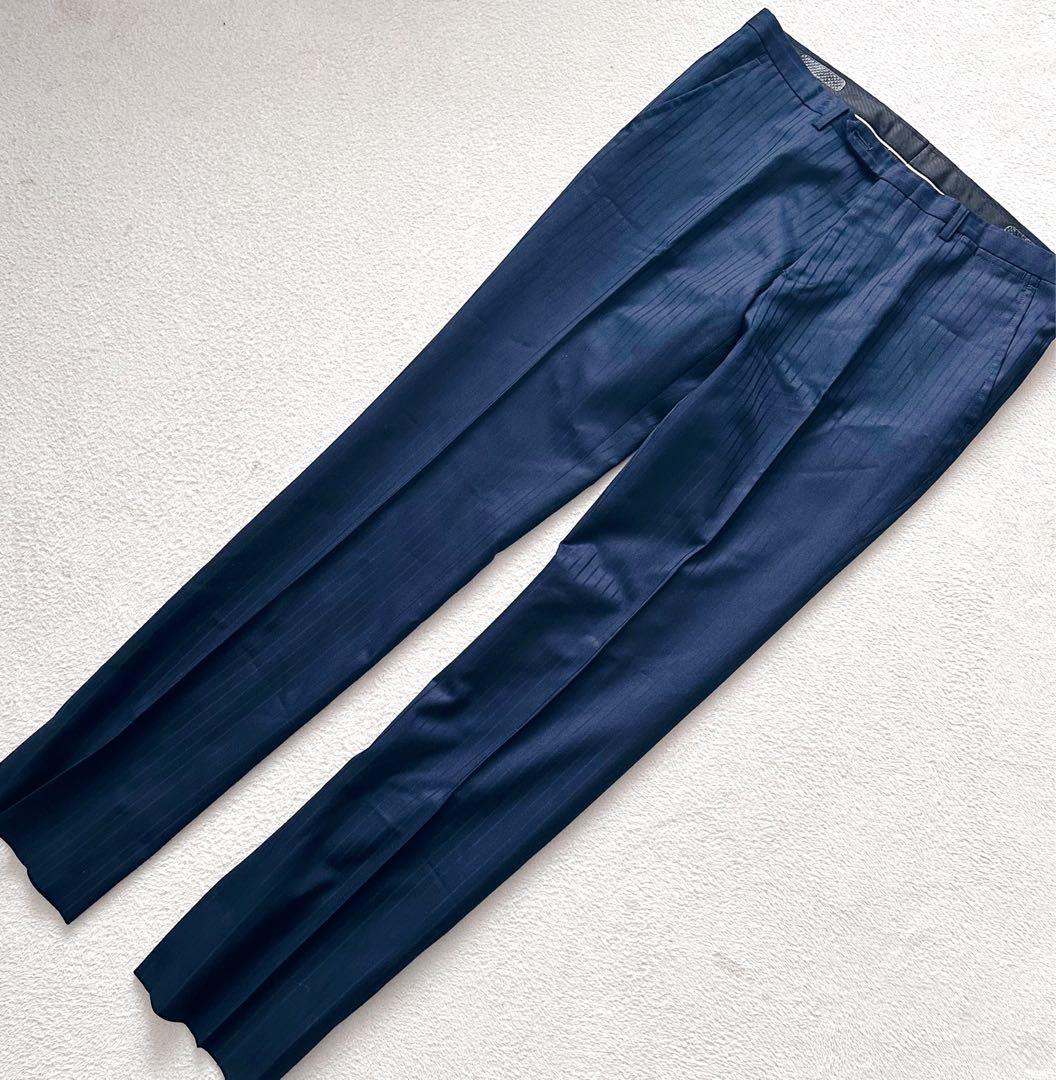 スーツセレクト　スリーピース　セットアップ　スーツ　ネイビー　ストライプ