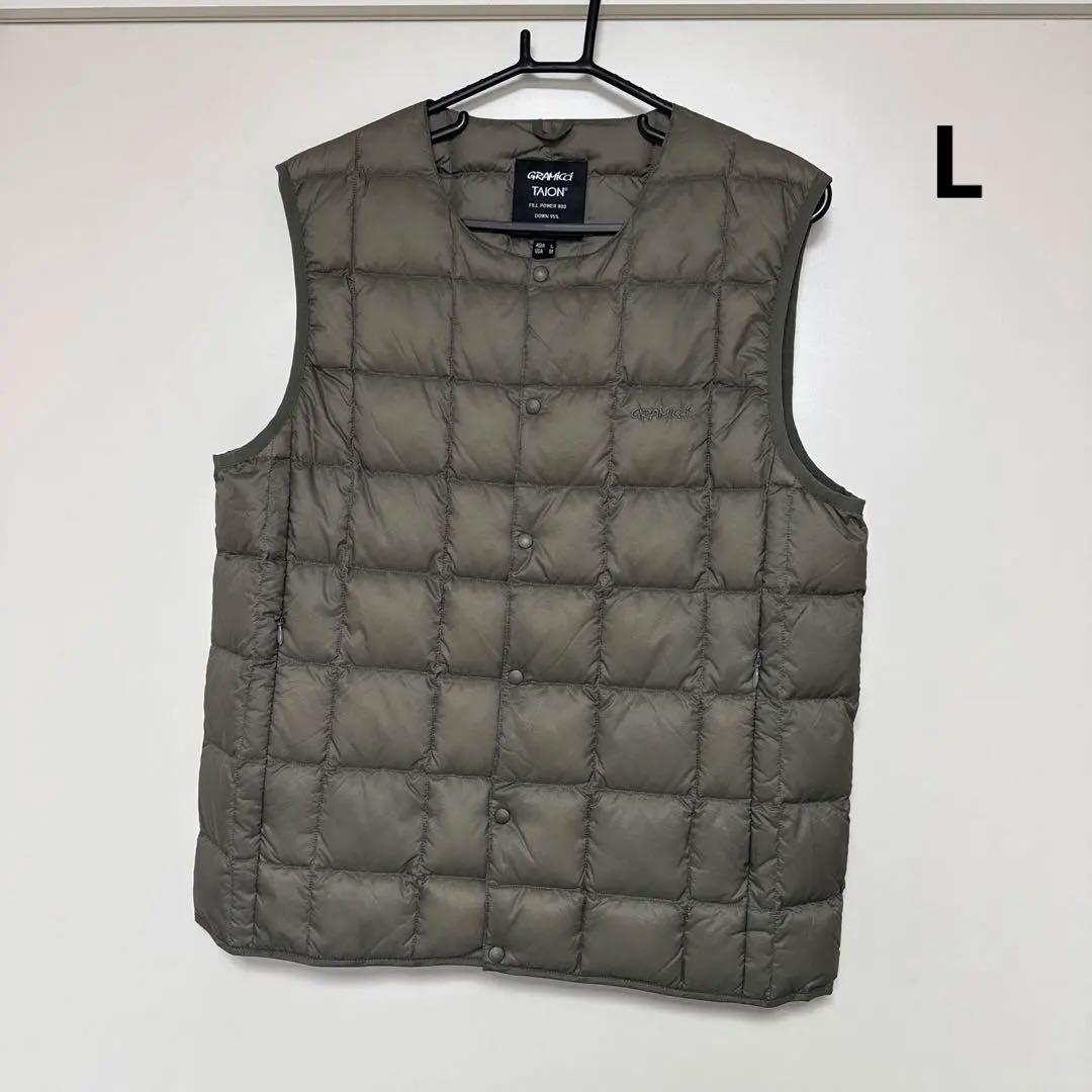 GRAMICCI TAION ダウンベスト Lストーングレー