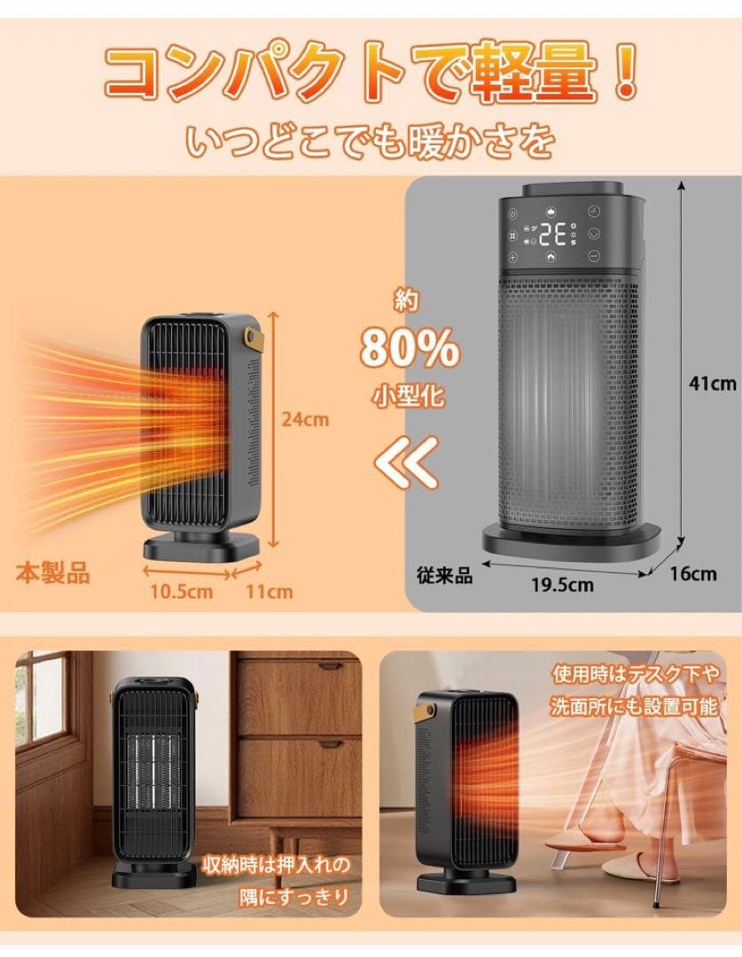 セラミックヒーター【2025冬新登場】 a 小型 速暖 電気ファンヒーター