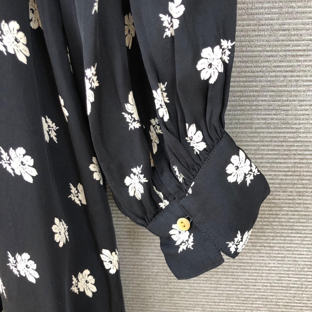 ne Quittez pas フラワープリント パネルドレス M ブラック