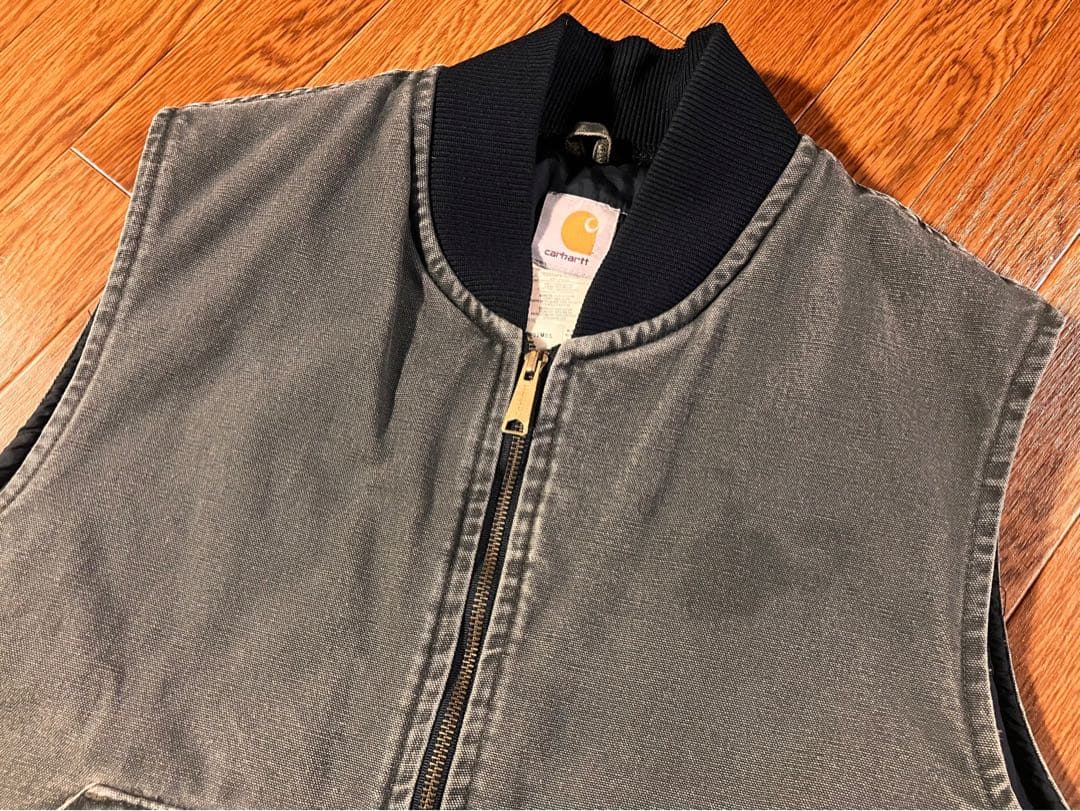90s Carhartt モスグリーン ダックベスト USA製 腰ゴム XL