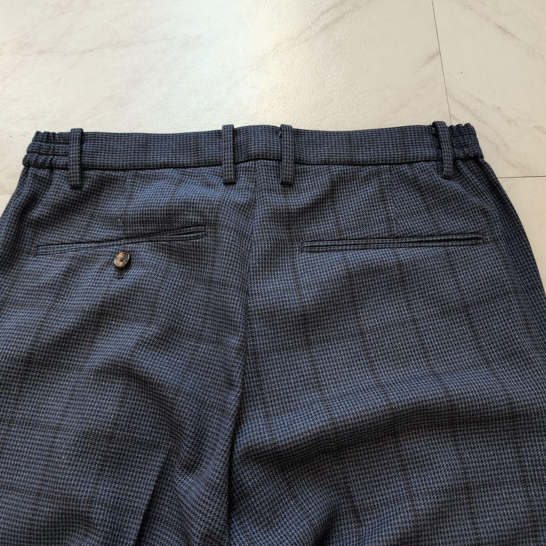 プラステ 洗える メンズスーツ セットアップ ネイビー チェック M