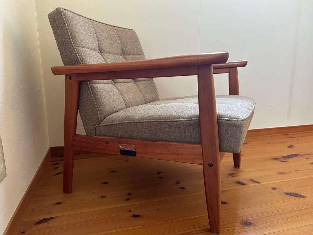 ミッドセンチュリー 1人掛けソファ グレー