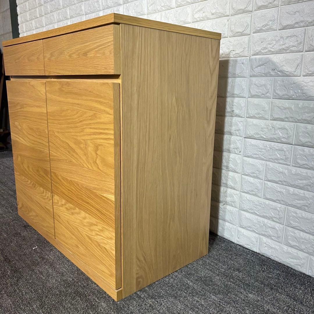 MUJI 無印良品 木製キャビネット 木扉 オーク材 収納家具 G058