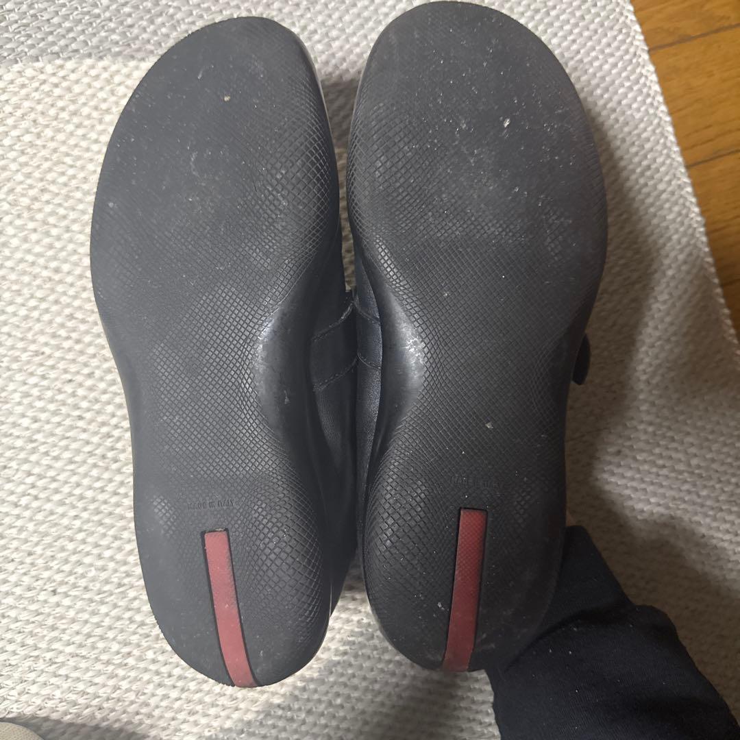 靴 PRADA SPORT Velcro Leather Loafers black