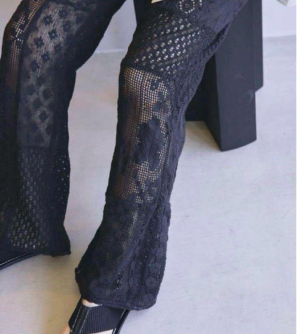 TODAYFUL パッチワーク レースパンツ ブラック 38 刺繍 トゥデイフル