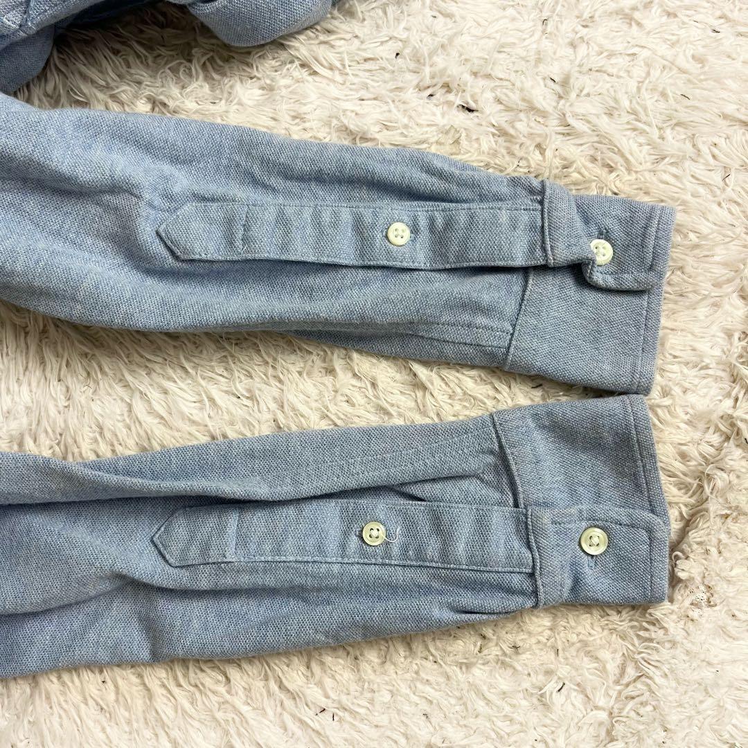 ラルフローレン ロング シャツワンピース 鹿の子 ベルト ポニー 水色 M